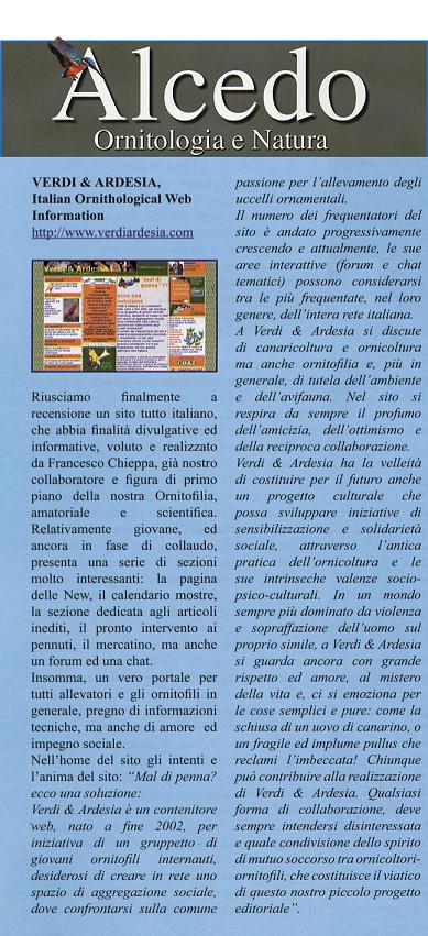 Alcedo  Ornitologia e Natura  Novembre-Dicembre 2004